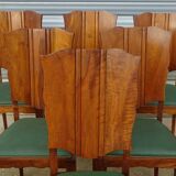 Art Deco period solid walnut chairs, set of 6