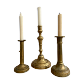Trio de bougeoirs vintage bronze et laiton