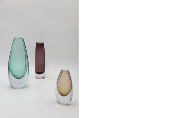 Vase en verre scandinave Sommerso Azure du milieu du siècle, années 1950