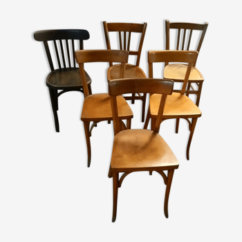 Suite de chaises vintage Bauman Luterma et autres..