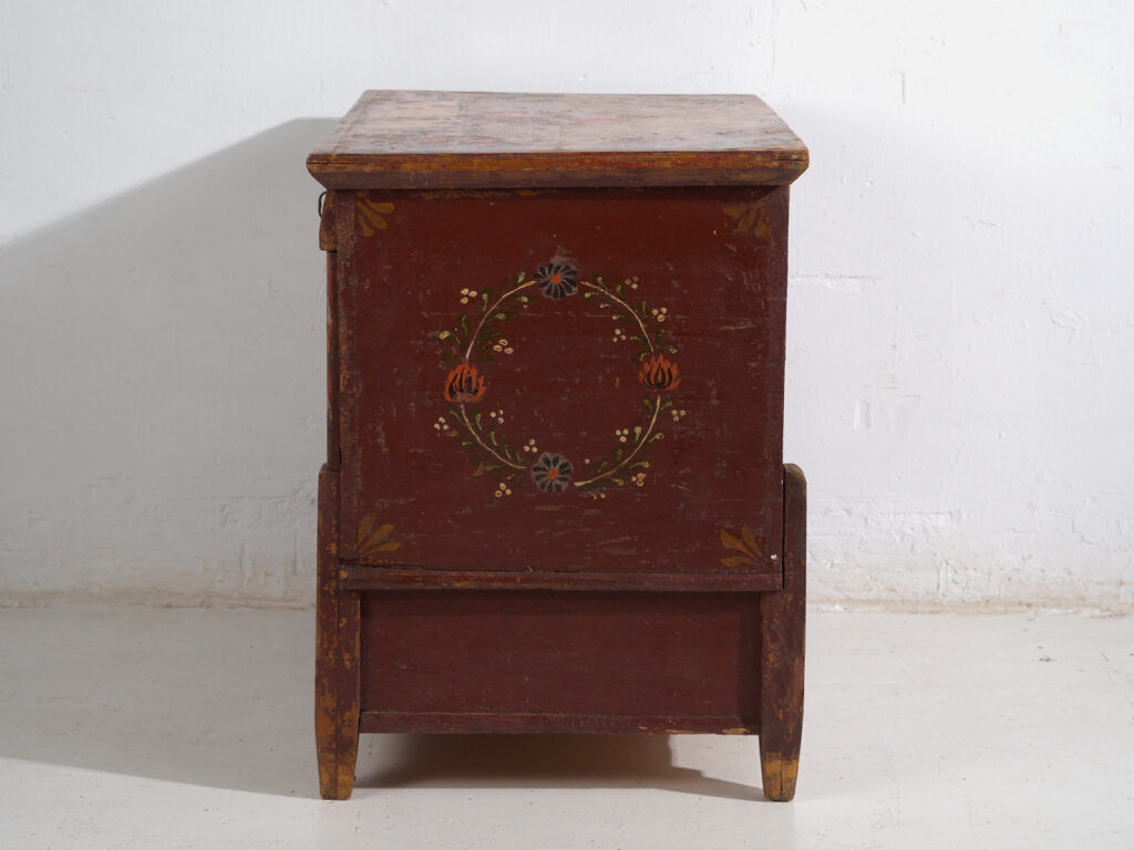 Polychrome pine wedding chest – Central Europe, 1889