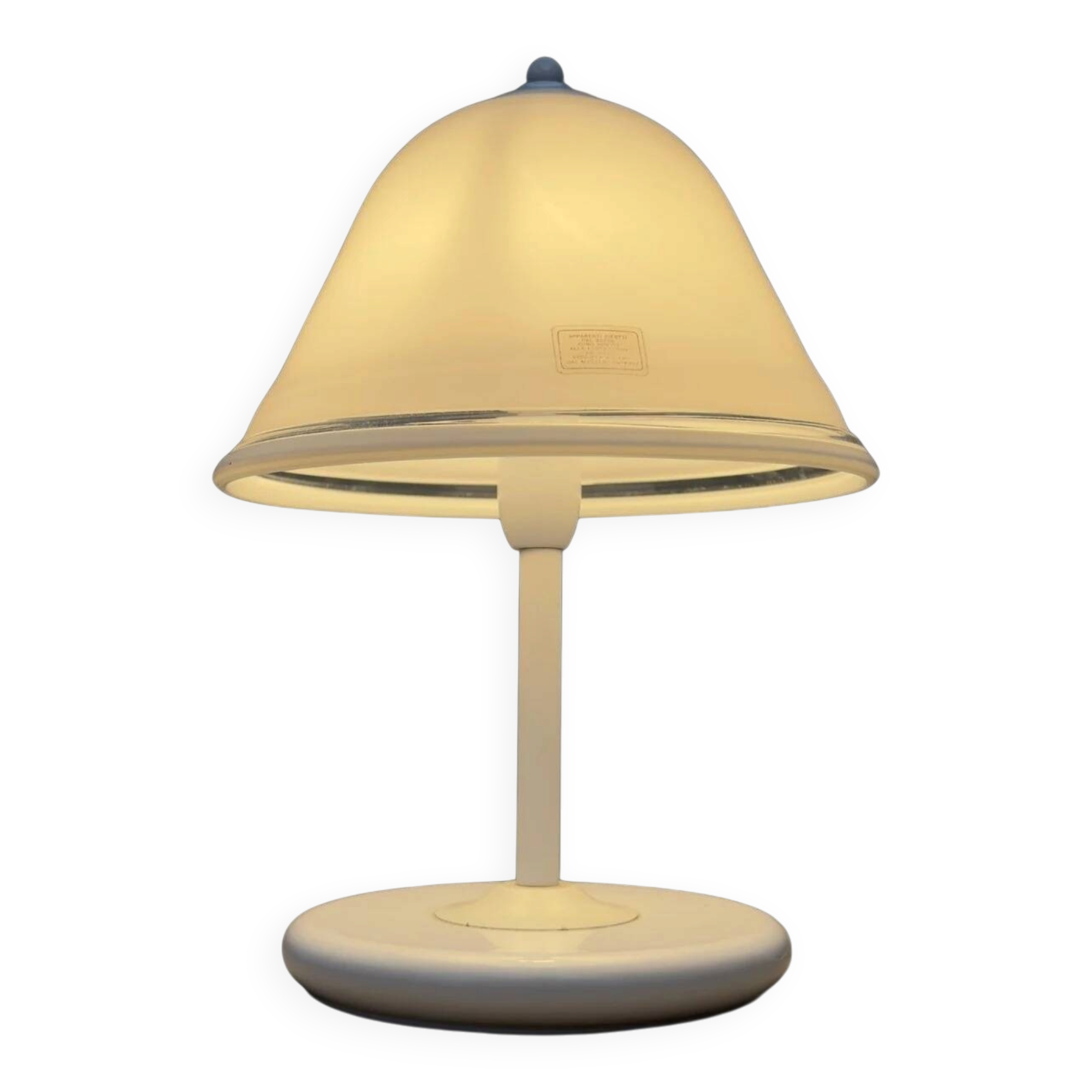 Lampe de table champignon en verre Murano et métal blanc, 1970