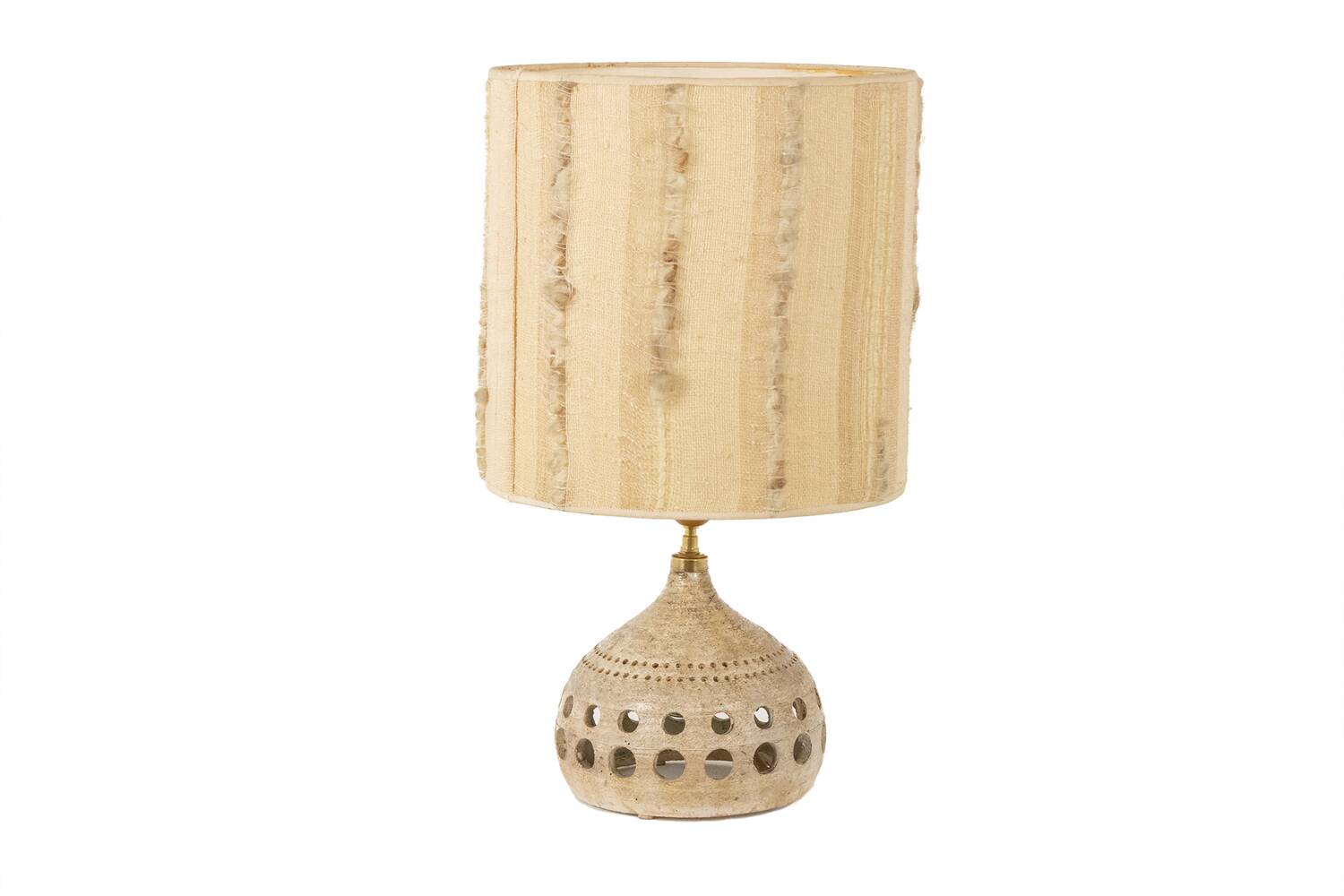 Georges Pelletier. Openwork and glazed terracotta lamp. Circa 1960-70.