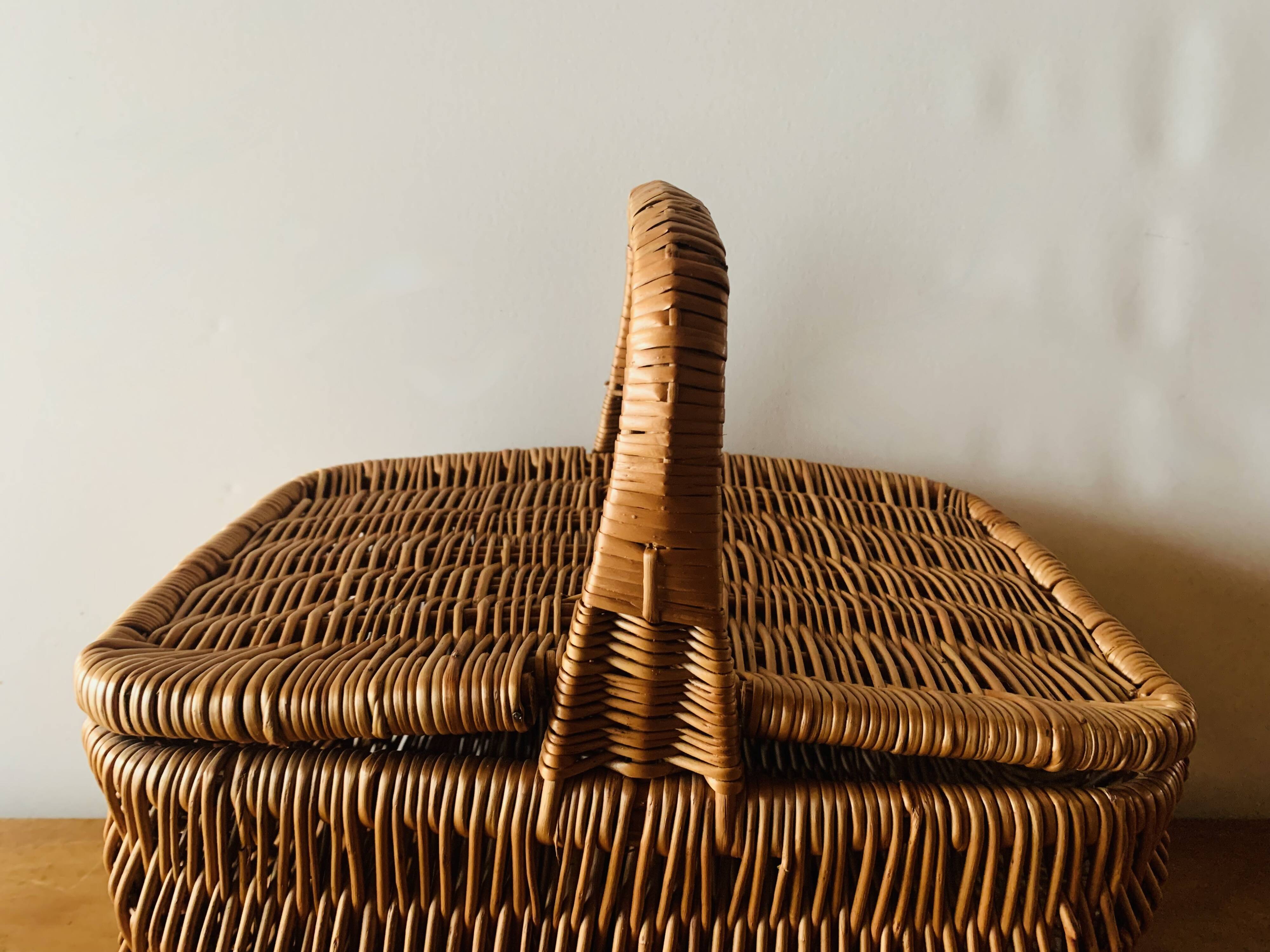 Vintage wicker picnic basket