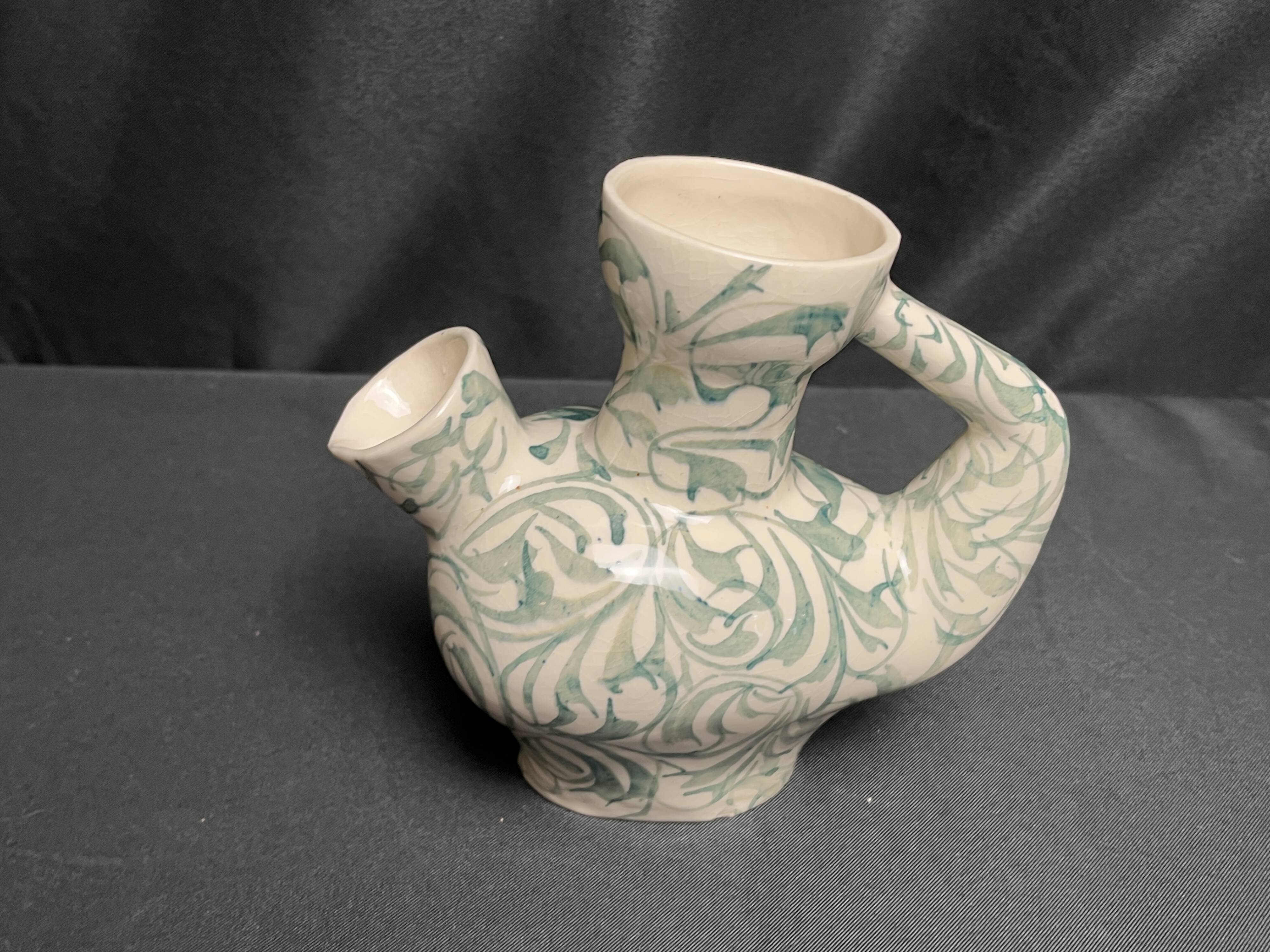 Small ceramic goat figurine with green Cyprus decoration, 20th century