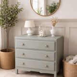 Vintage commode enhanced in grey-green.