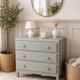 Commode vintage peinte en vert de gris