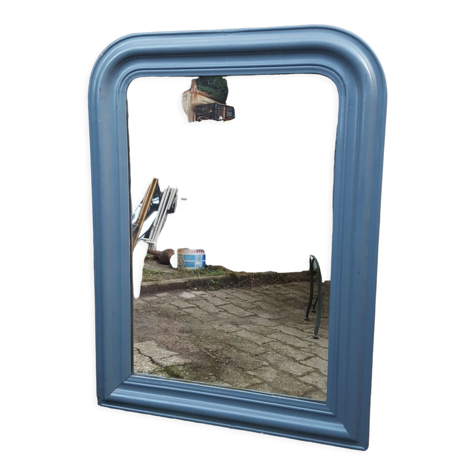 Louis Philippe old mirror lacquered gray
