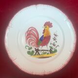 Set of 3 decorative plates Faience by Pornic Bouquets rooster bird 24,5 cm