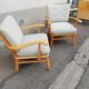 Paire de fauteuils vintage tissu vert pastel
