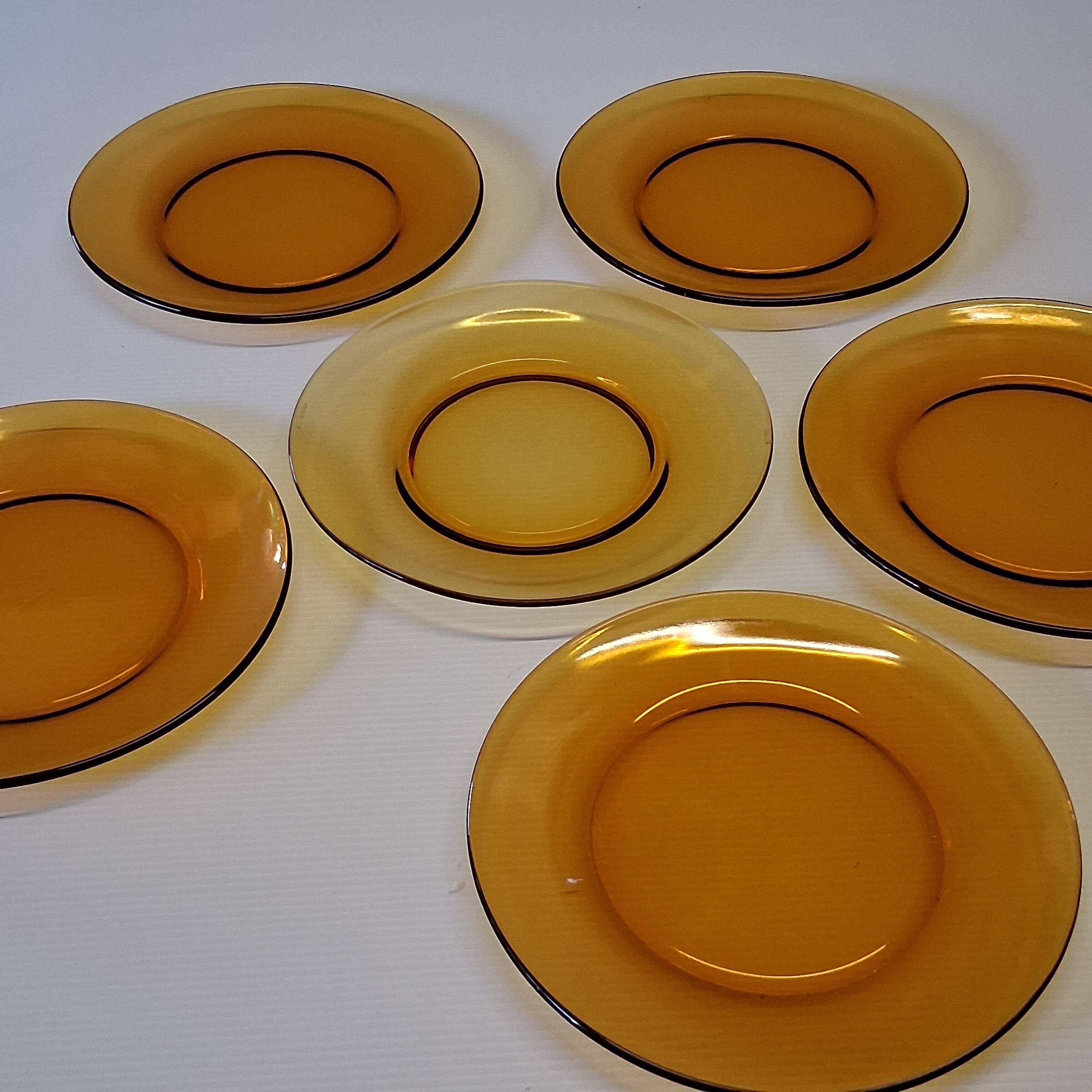 Lot de 6 assiettes à dessert en verre jaune de chez Duralex en bon état