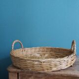 Round wicker tray basket