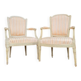 Jean Paul-françois Paire De Fauteuils En Bois Laqué D’époque Louis XVI XVIII Eme Siècle
