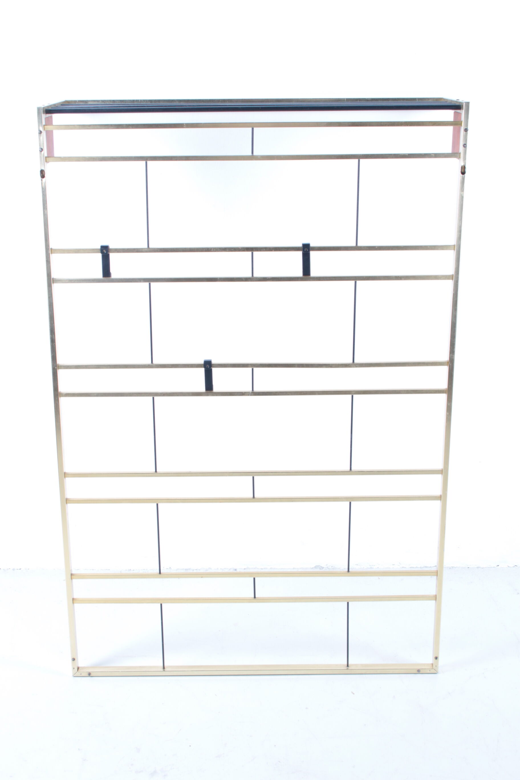 Vintage Brass Wall Coat Rack with Hat Shelf, 1960s