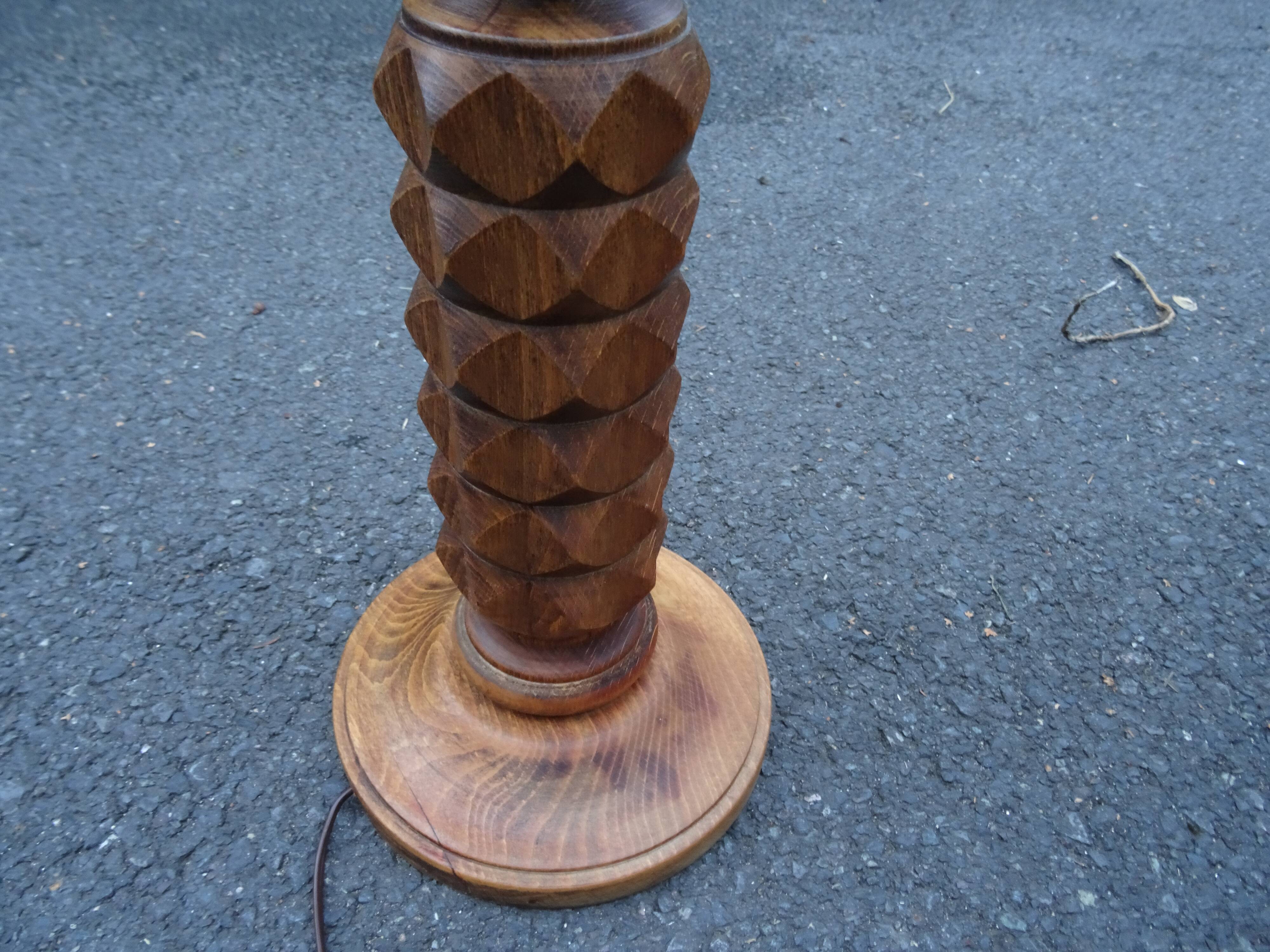 Turned wooden foot lamp
