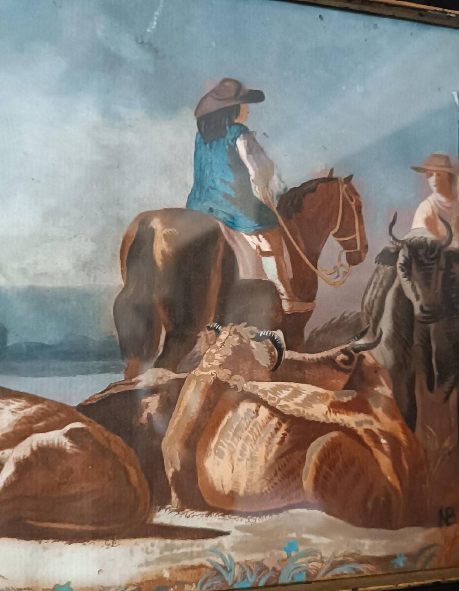 Antique tempera painting on paper, 18th century Italian school