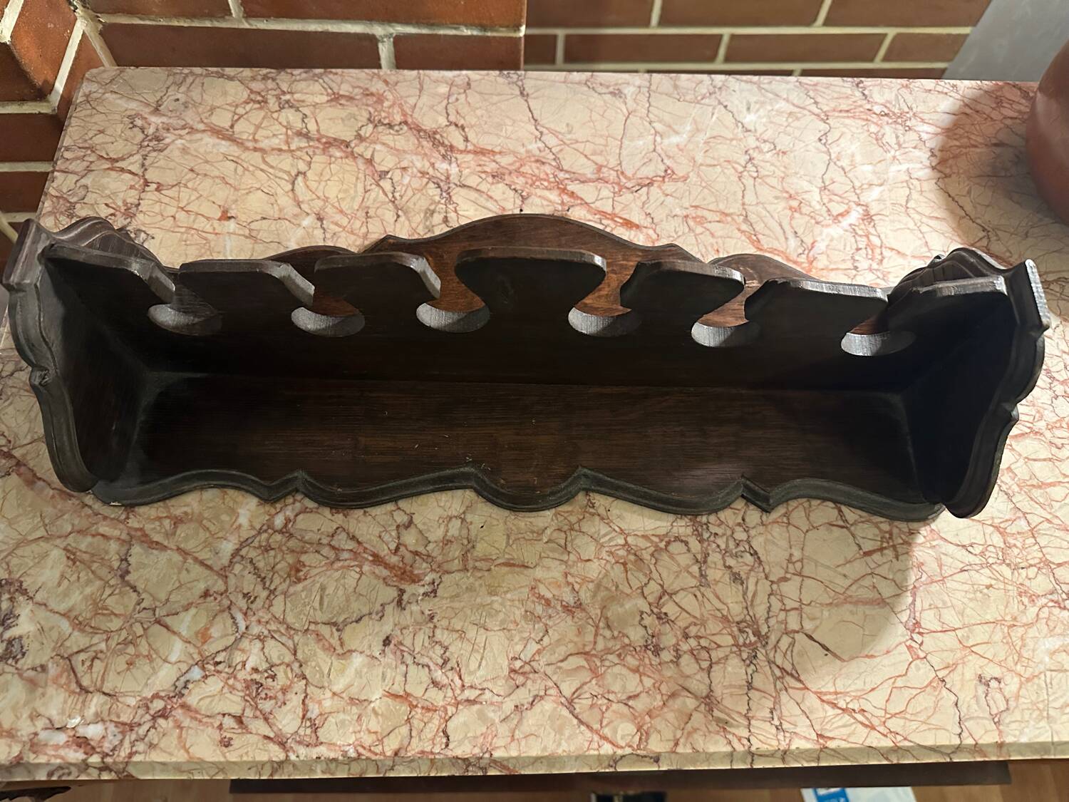 Antique large kitchen utensil shelf - dark wood - origin alsace early 19th century