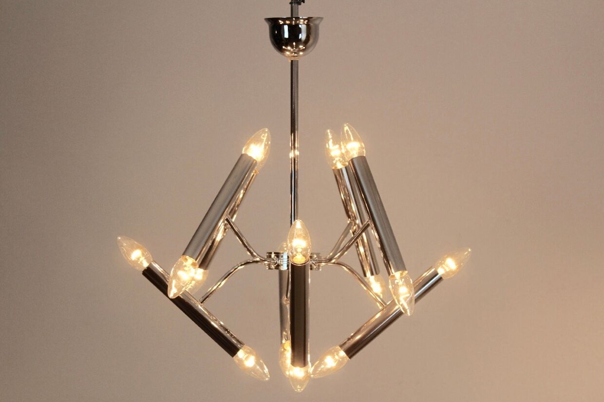 Geometrical chrome chandelier by Boulanger