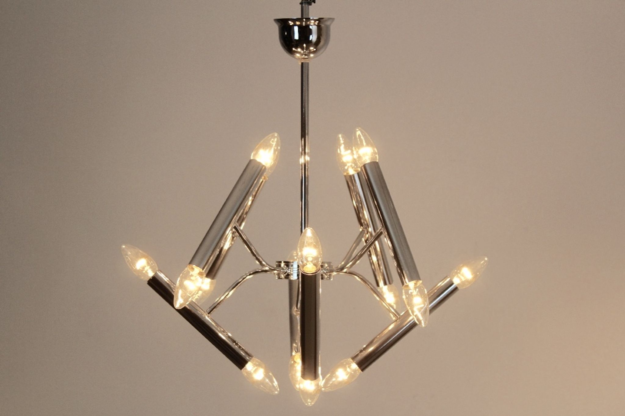 Geometrical chrome chandelier by Boulanger