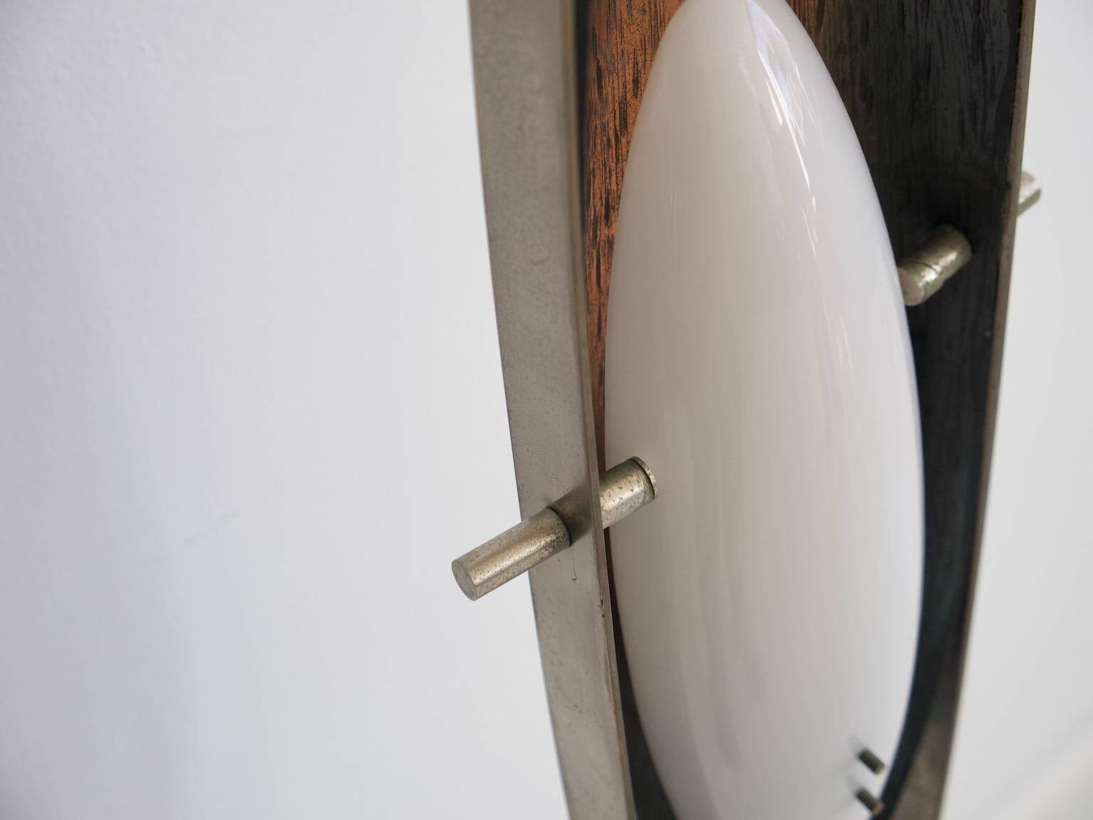 White plexiglass, steel and copper floor lamp by Goffredo Reggiani.