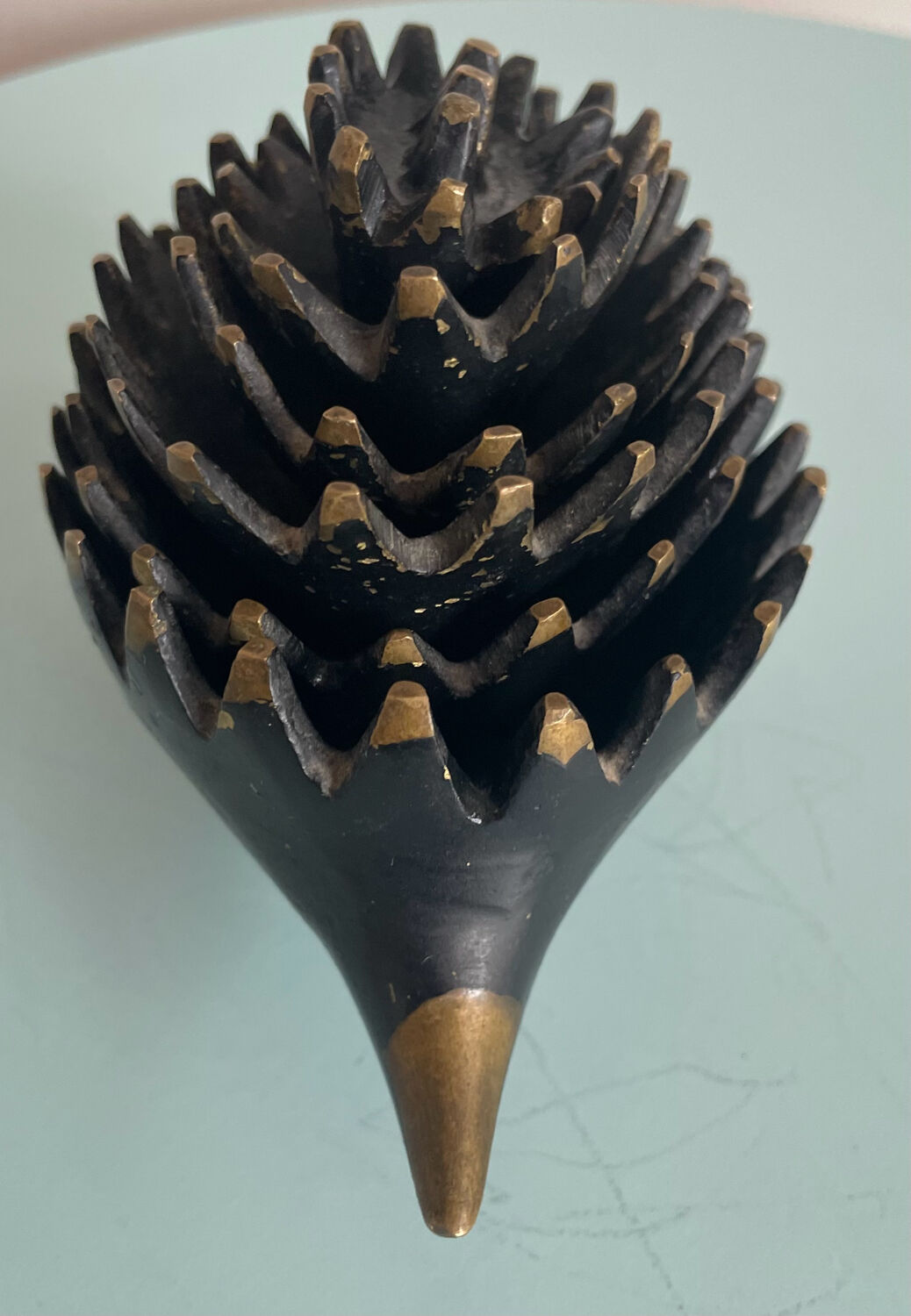 Set of 6 stackable bronze hedgehogs — Walter Bosse, 1920s