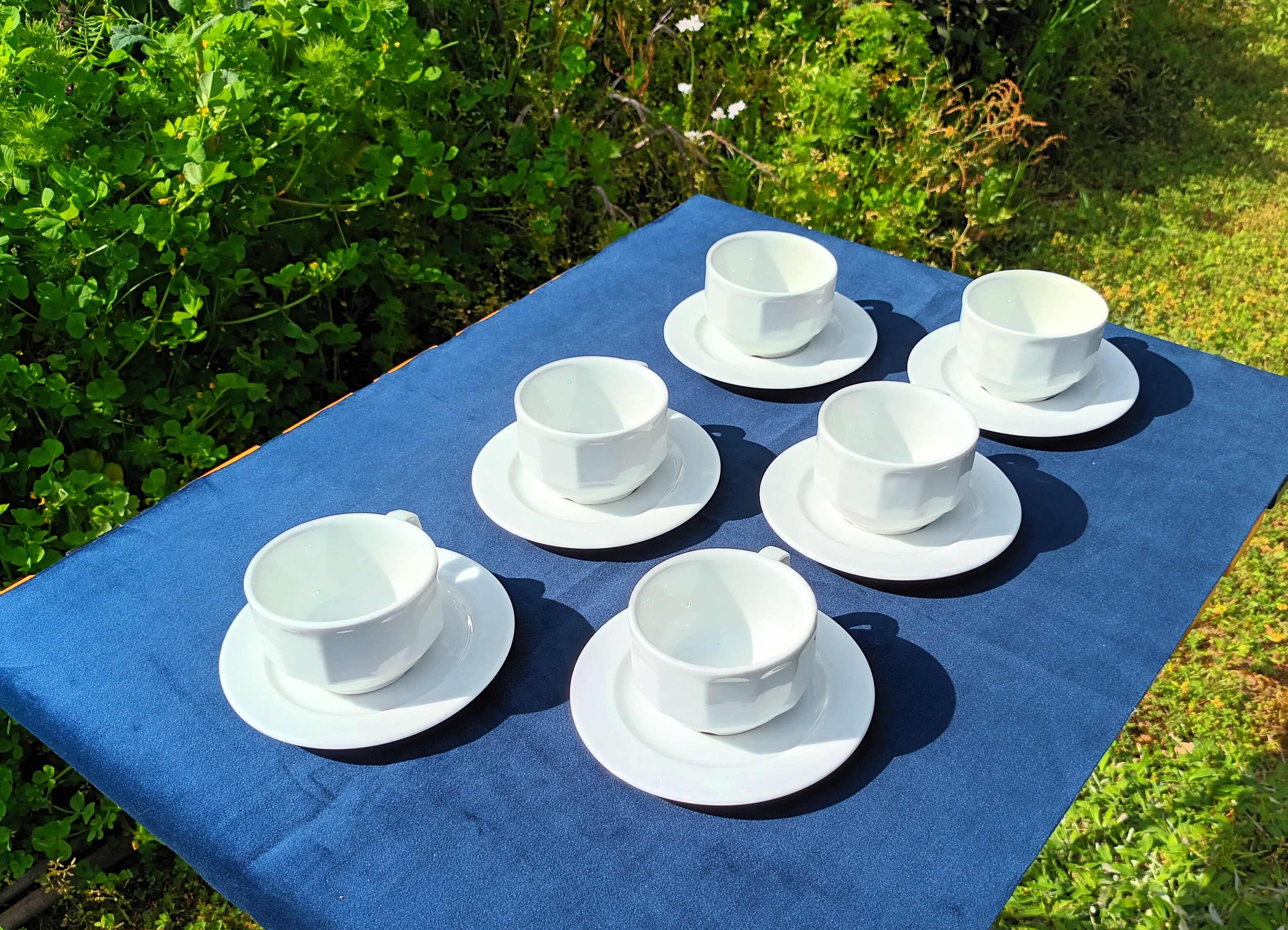 Lot de 6 tasses chocolat bistrot anciennes porcelaine Pillivuyt blanches  20 cl