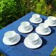 Lot de 6 tasses chocolat bistrot anciennes porcelaine Pillivuyt blanches  20 cl
