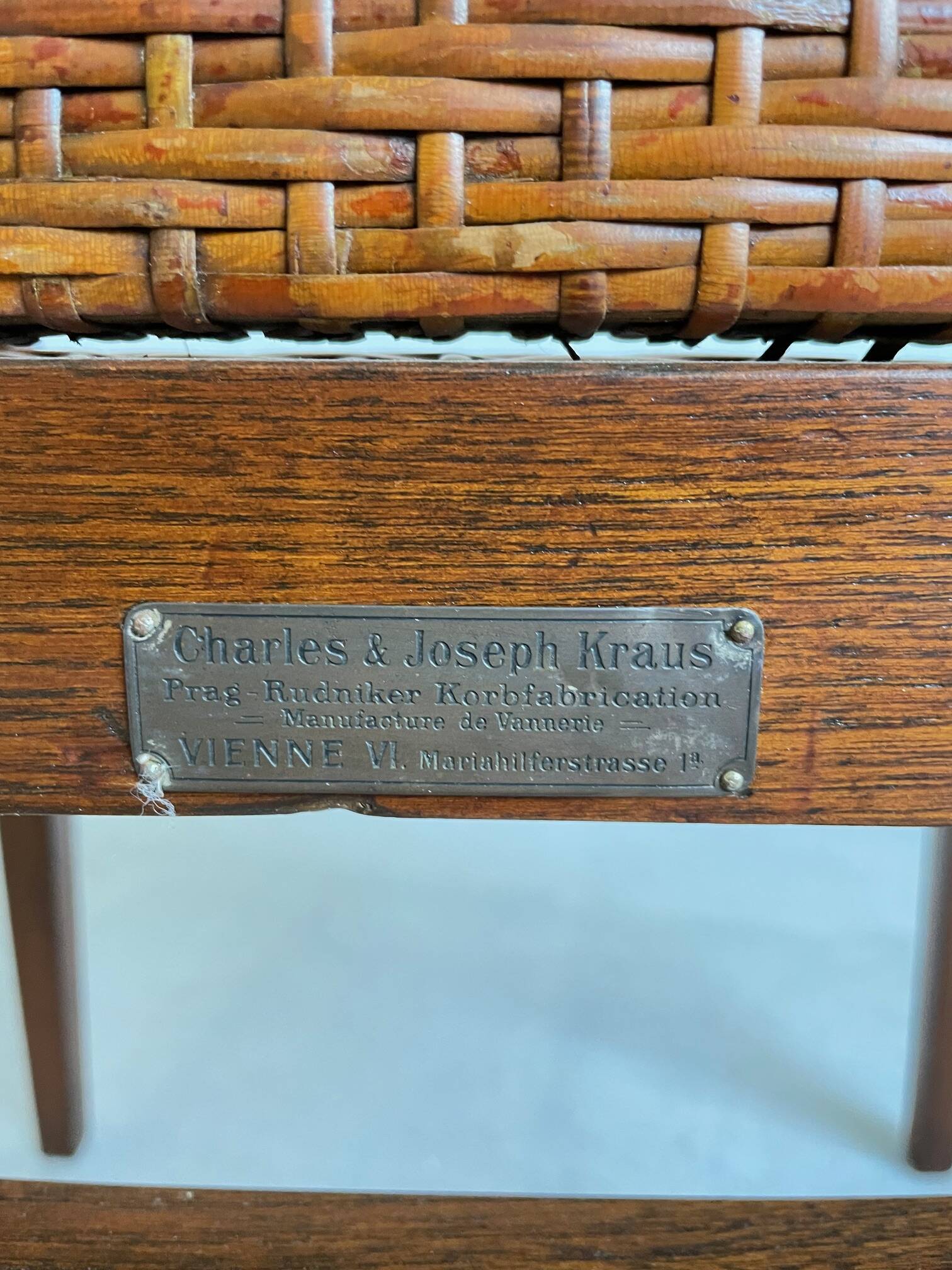 Wilhelm Schmidt Oak and Cane Armchair for Prag-Rudniker Wickerwork, c. 1902