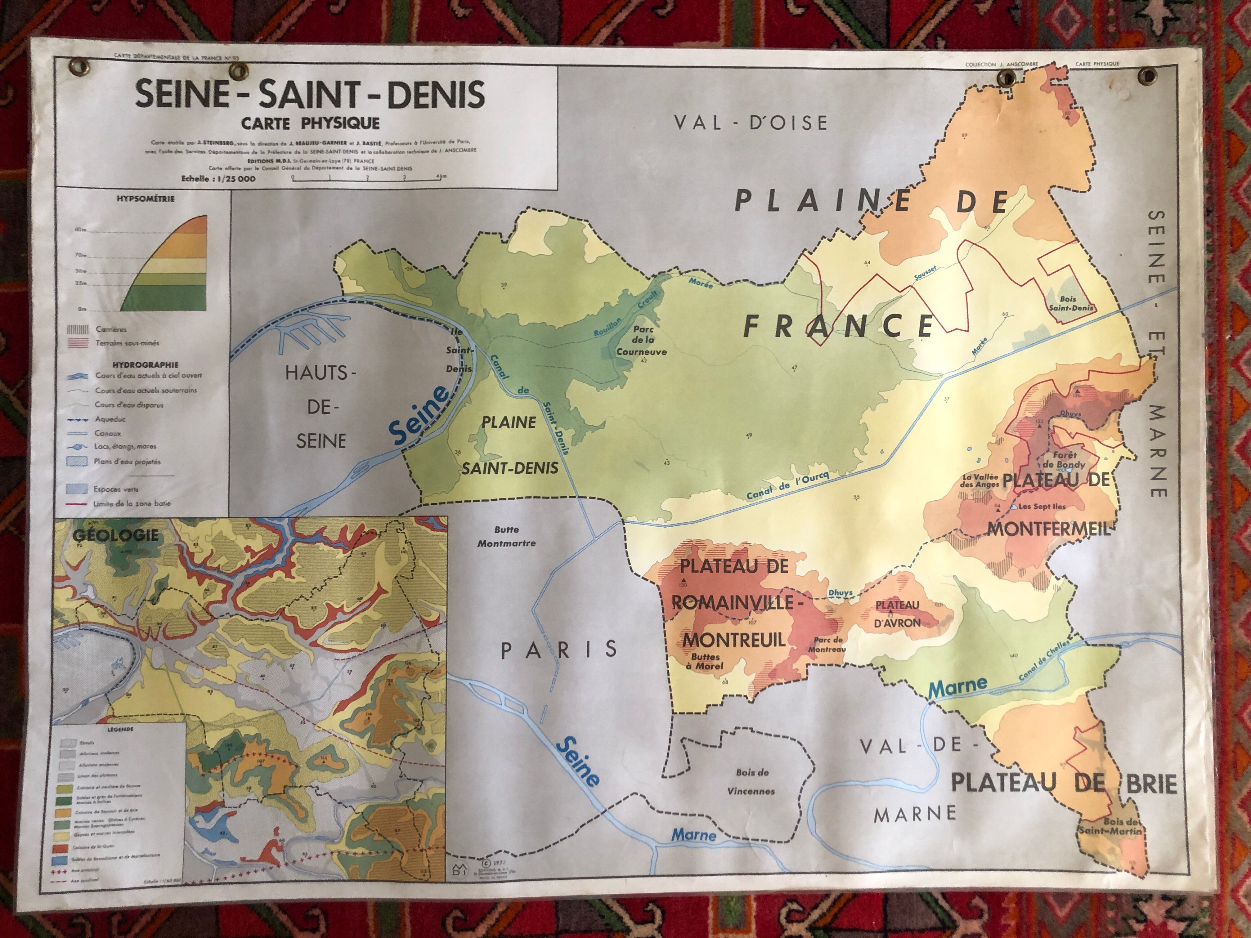 Pedagogical map 1972 Seine Saint Denis 93