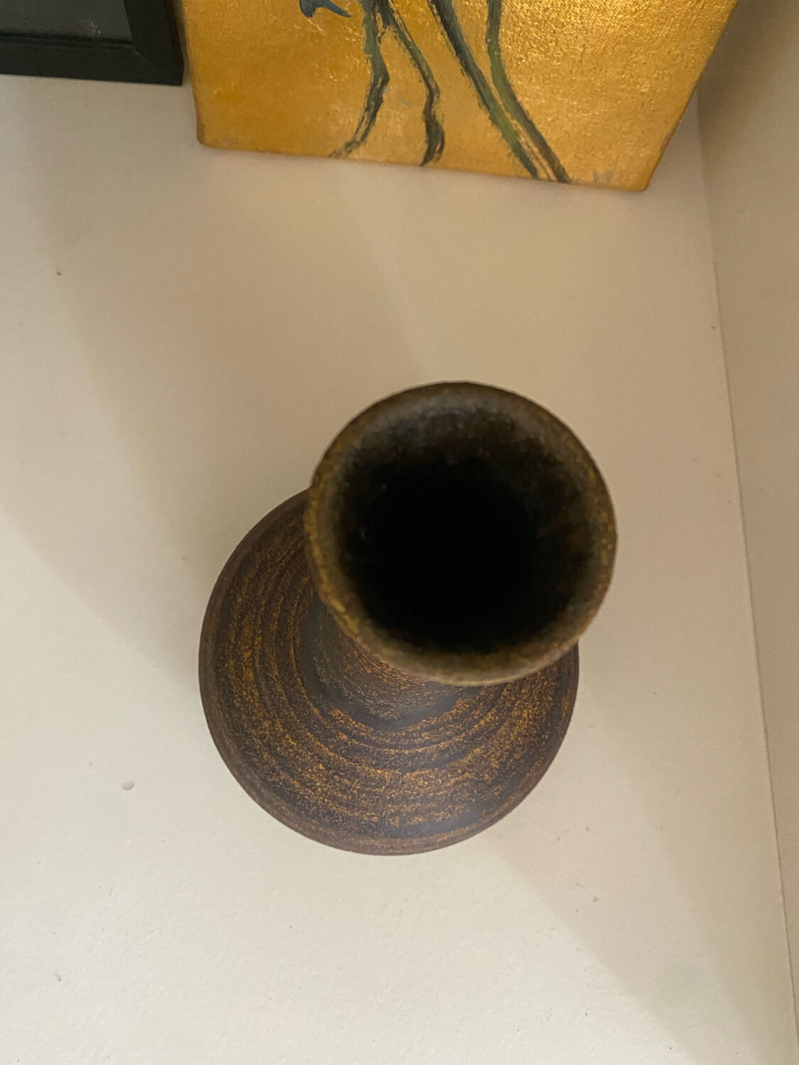 Golden yellow ochre Accolay ceramic vase