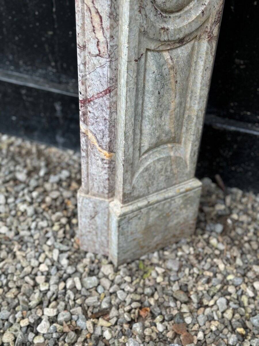 Louis XV Pompadour style fireplace in pink marble circa 1900