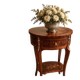 Vintage side table inlaid with Asian motifs and gilded bronze.
