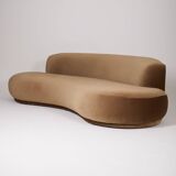 Half-moon mohair velvet sofa