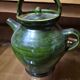 Old green glazed earthenware goat, pottery from Savoie, Broc Verseu.