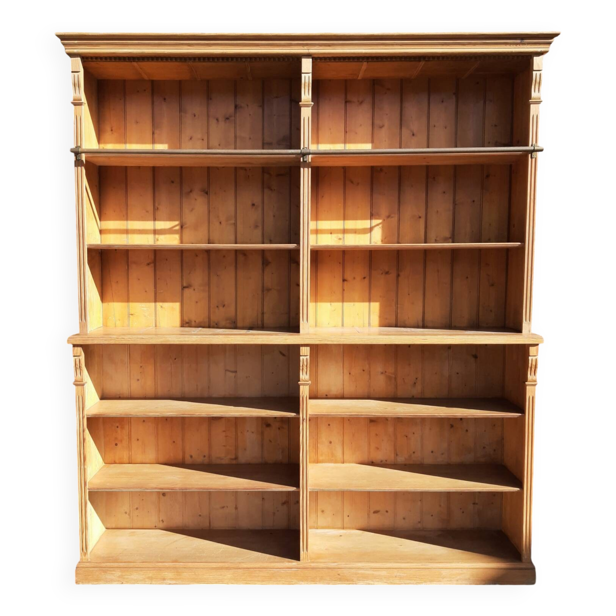 Pine bookcase (251 x 49 x height 288 cm)