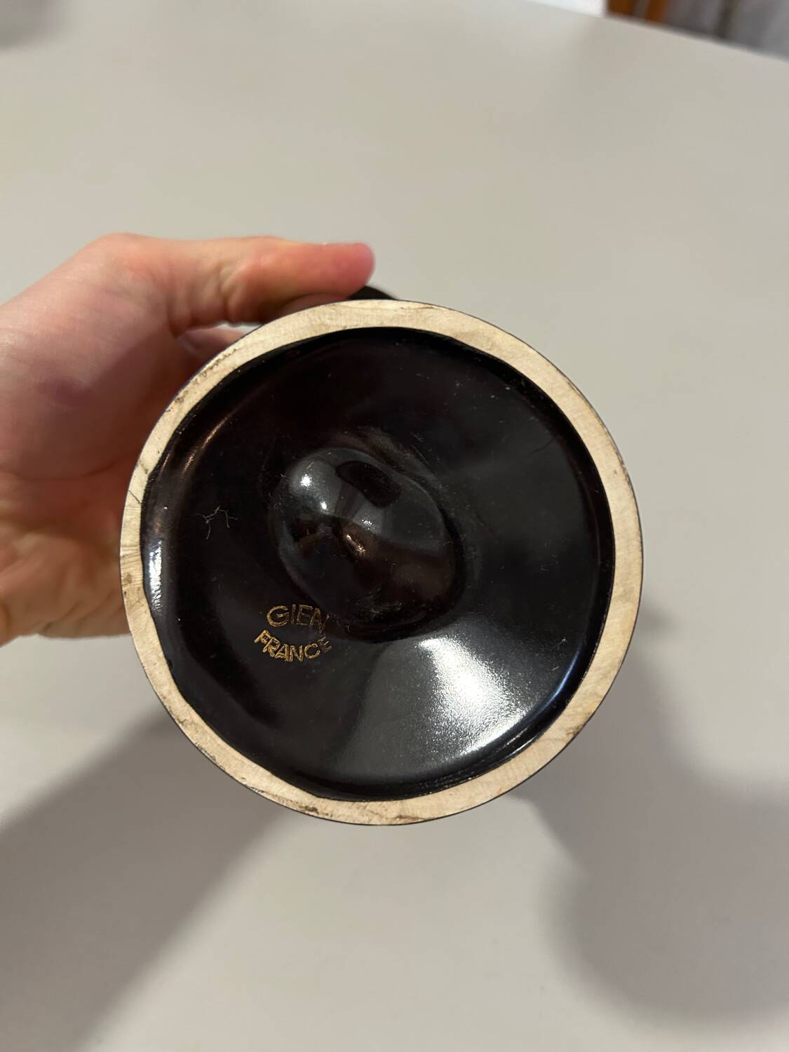 Gien earthenware candlestick / candlestick