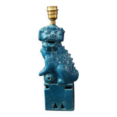 Lampe de table Foo Dog Vintage, céramique turquoise