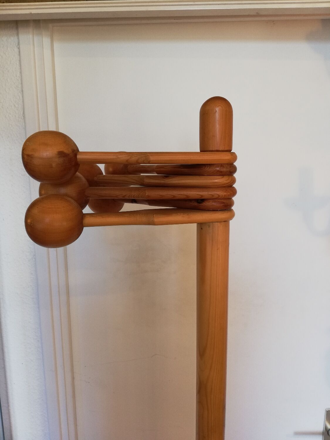 Swedish coat rack in solid pine circa 1970