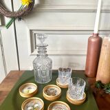 Lot de six sous verres en bambou et papillons