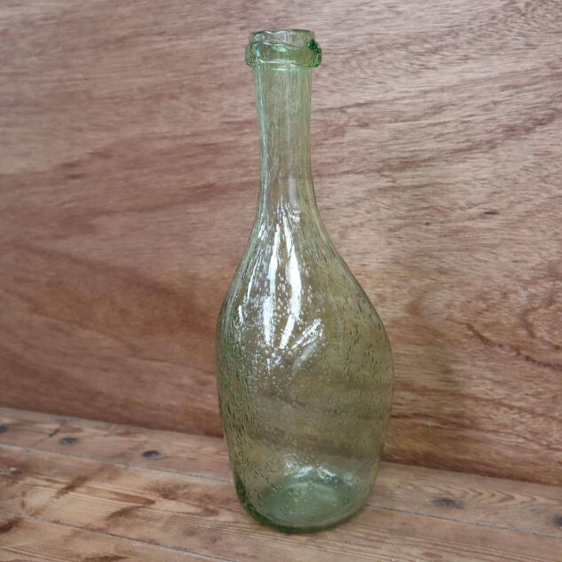 Biot water green colored bubble blown glass bottle