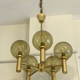 5-globe smoked brass chandelier