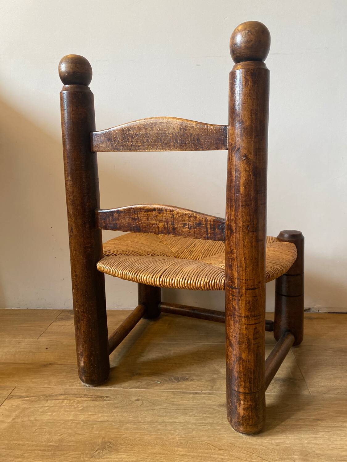 Brutalist straw low chair