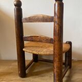 Brutalist straw low chair