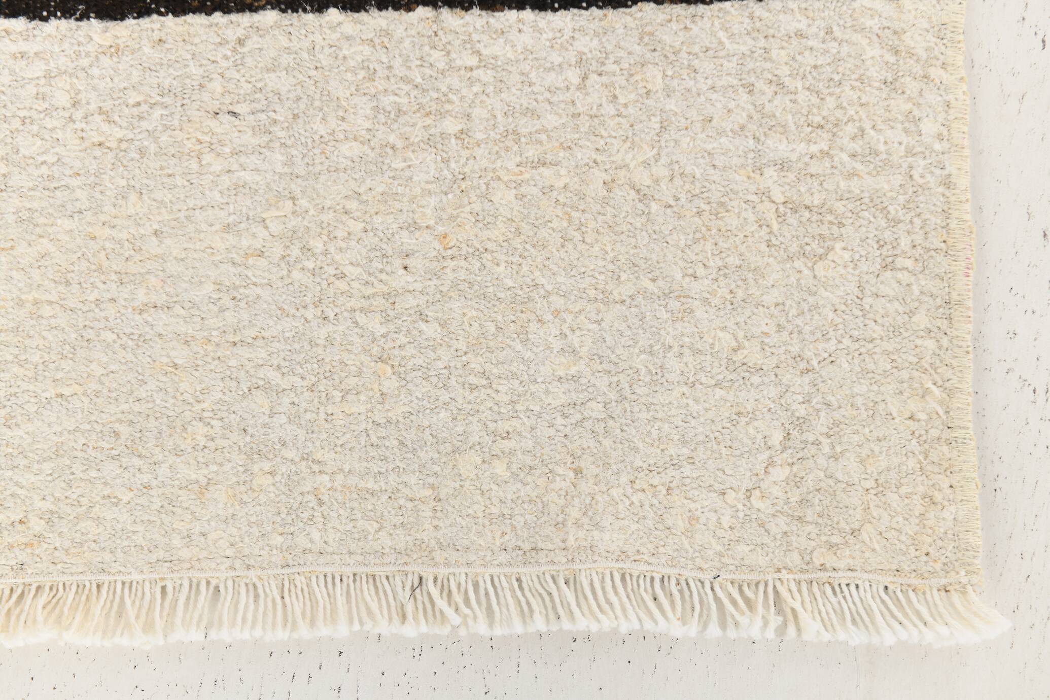 Beige & Black Striped Pattern Vintage Kilim Rug, 74x351 Cm