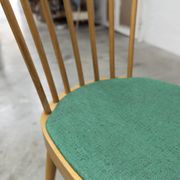 Baumann desk and chair, 1960s, Formica, wood and black, green seat