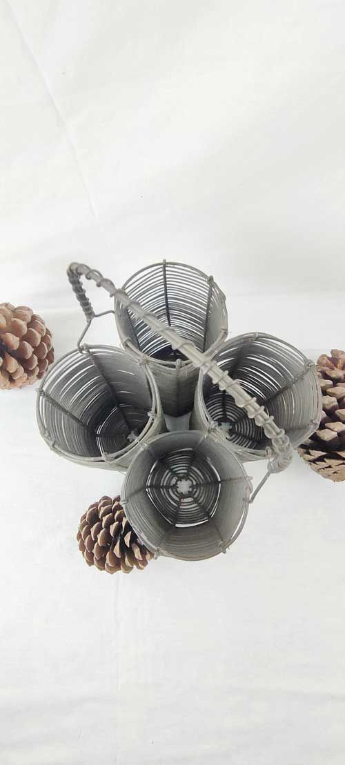 Basket holder 4 bottles in metal wire