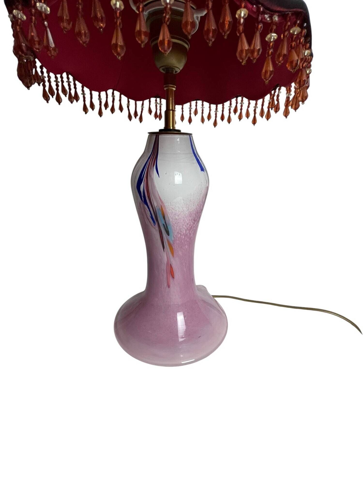 Table lamp with glass base Clichy lampshade 20th century