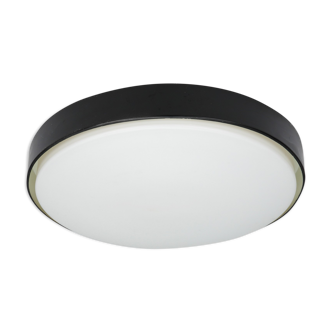 Large ceiling lamp in glass and metal circa 1960