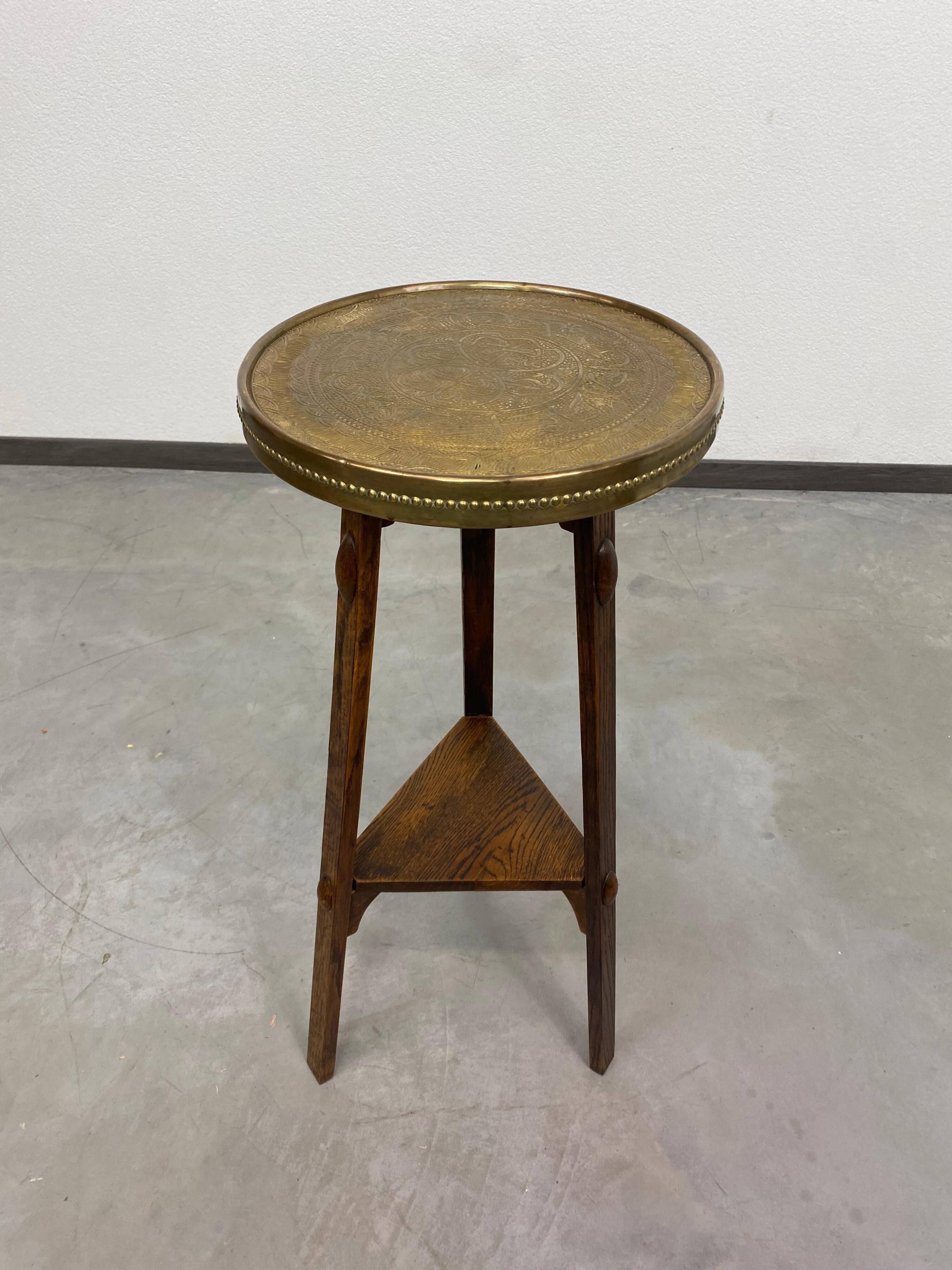 Side table in Jugendstil with a brass top by Joseph Maria Olbrich