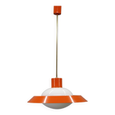 Lampe suspendue en verre opalin orange des années 1970 en Tchécoslovaquie.
